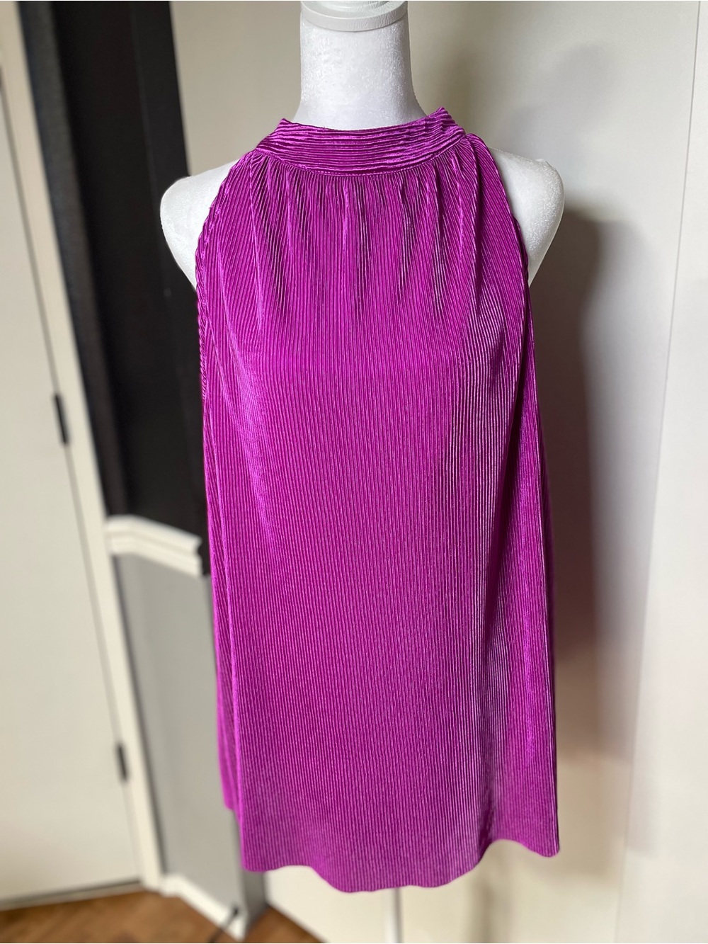 Halter Neck Pleated Camisole in Magenta